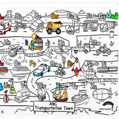 COLOUR ME MATS ABC Transportation Town (colouring Mat Bundle)