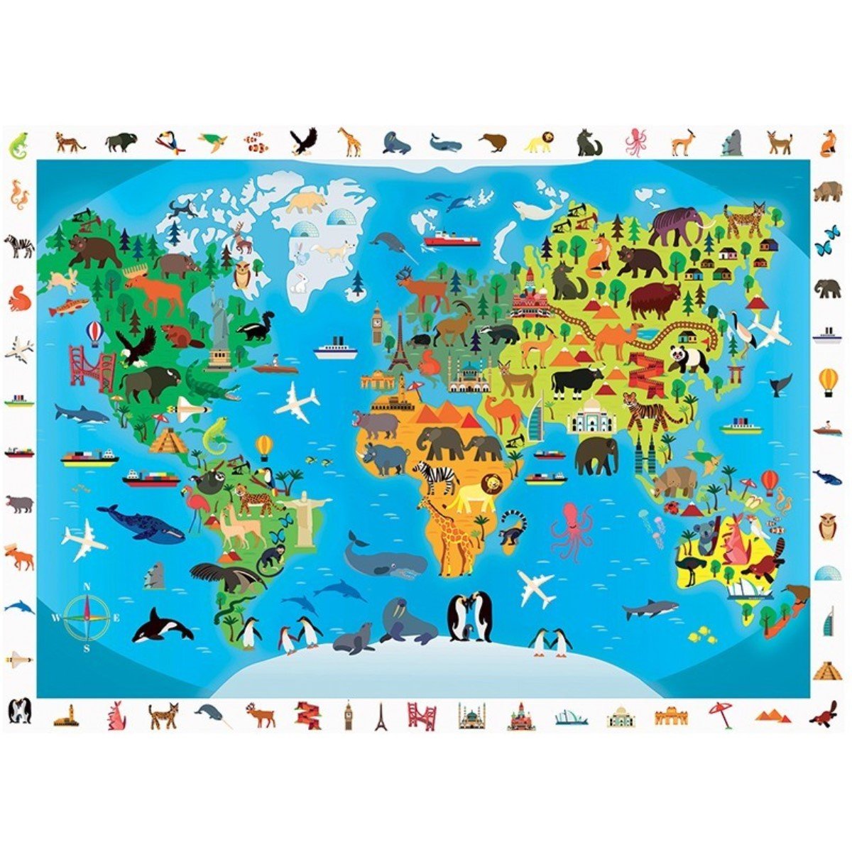 CALYPTO PUZZLE 100 P - Planisphere des Animaux - Planisphere of Animals