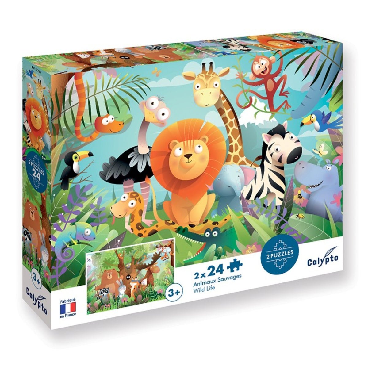 CALYPTO Puzzle 2*24 P - Animaux Sauvages