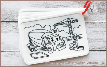 COLOUR ME MATS Emergency & Construction Vehicles (Colouring Mat Bundle)