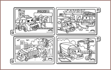 COLOUR ME MATS Emergency & Construction Vehicles (Colouring Mat Bundle)