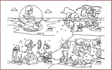 COLOUR ME MATS Mermaid on a Rock (Colouring Mat Bundle)