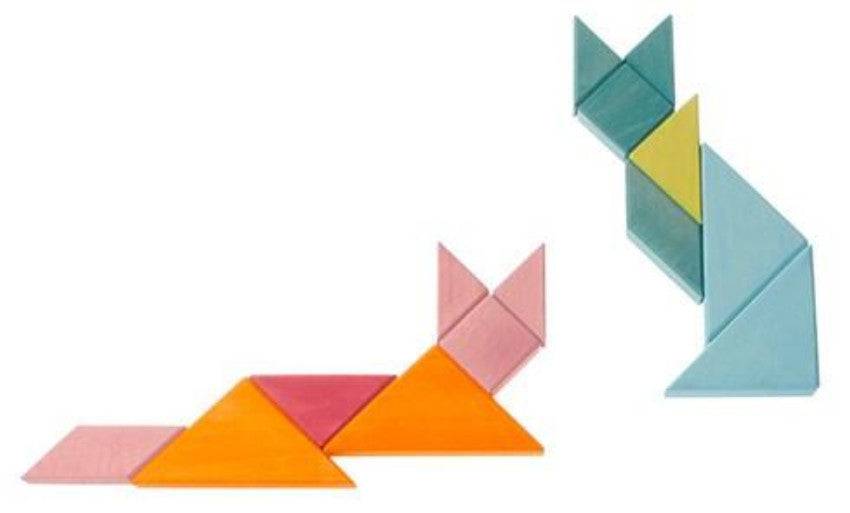 GRIMM'S Creative Set Tangram incl templates,Blue-green
