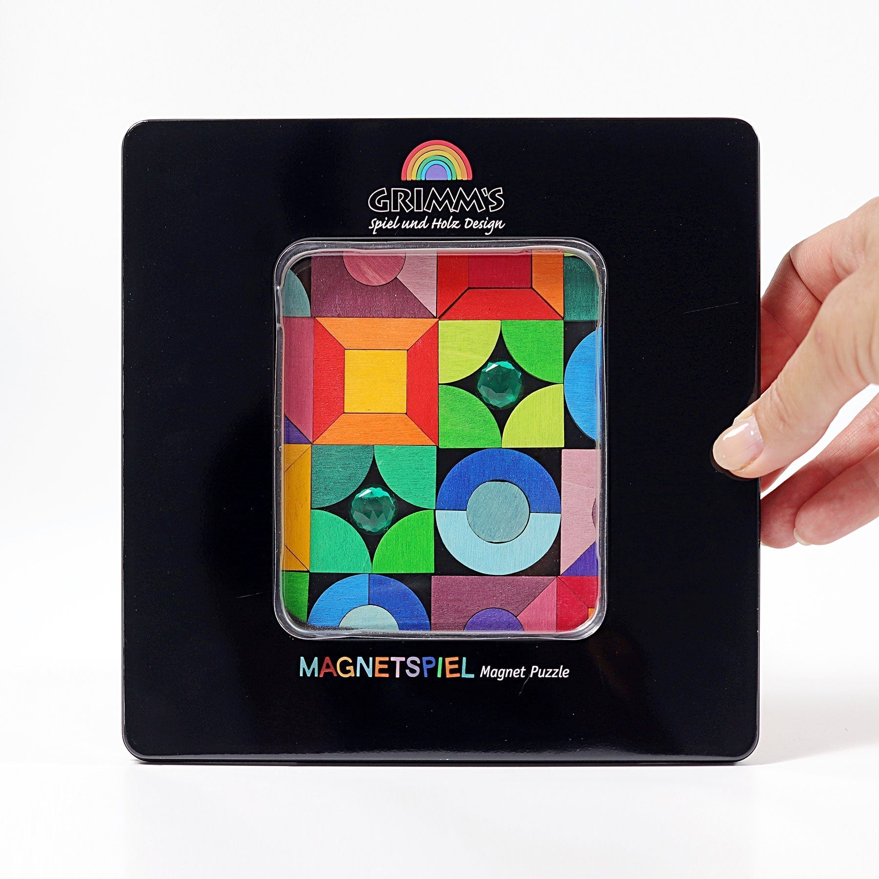GRIMM'S mini magnetic Puzzle Triangle, Square, Circle with Sparkling Parts
