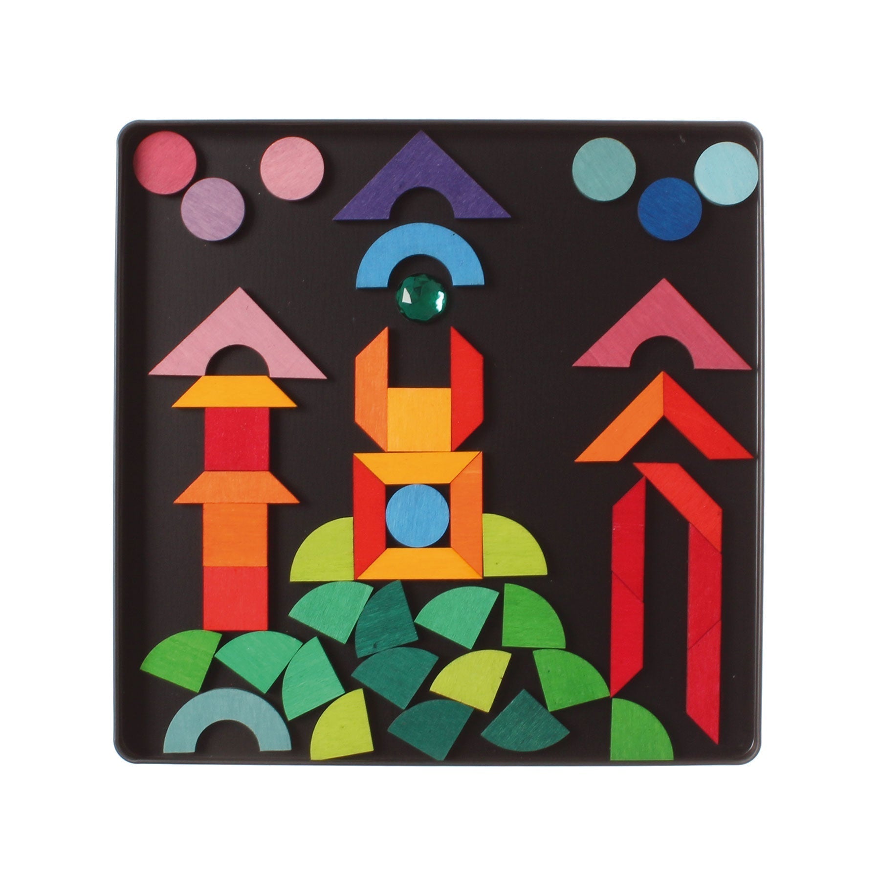 GRIMM'S mini magnetic Puzzle Triangle, Square, Circle with Sparkling Parts