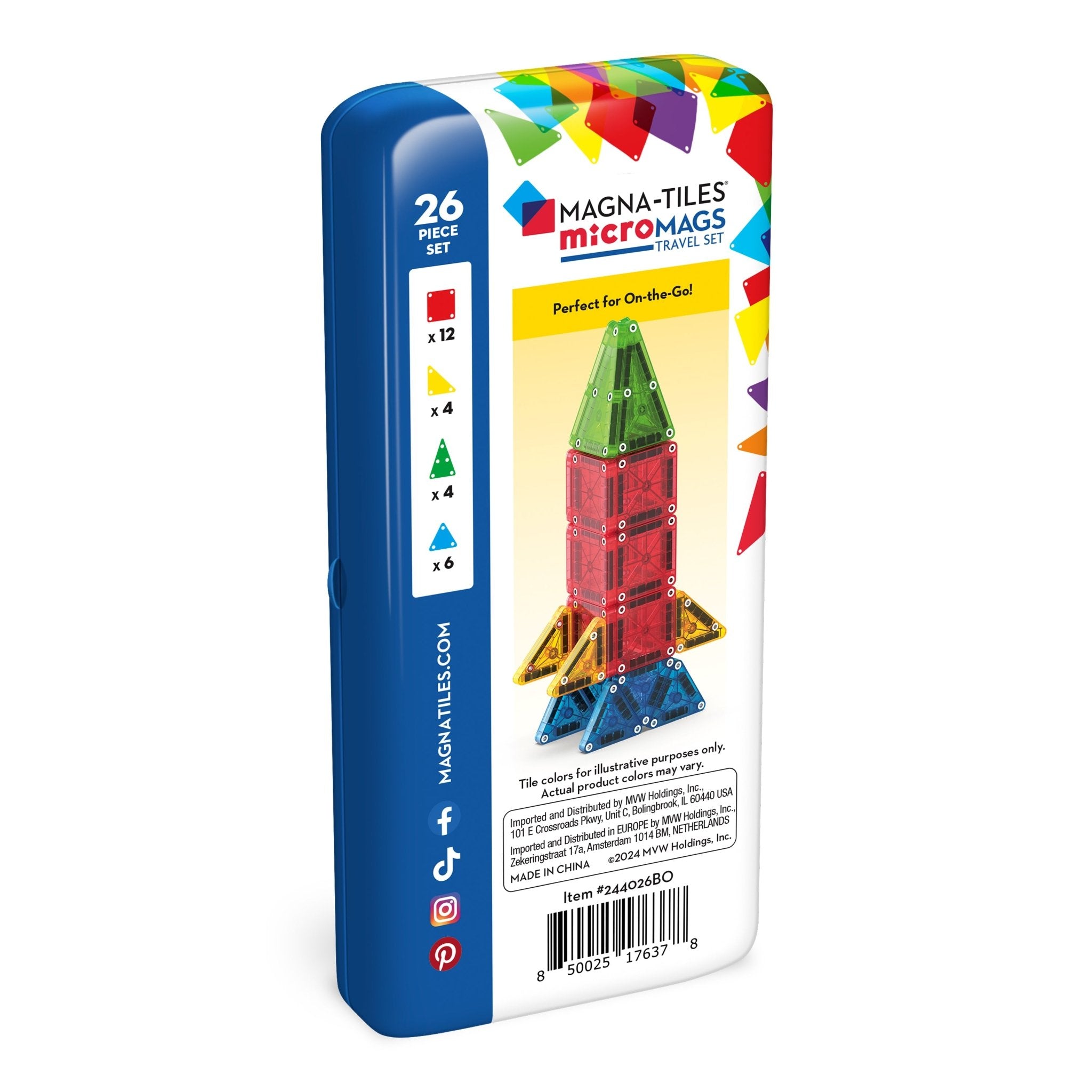 MAGNA-TILES microMAGS Travel 26 Piece Set (Single set)