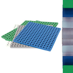 PLUS-PLUS Baseplates Green, Grey, White & Blue / 12 pcs