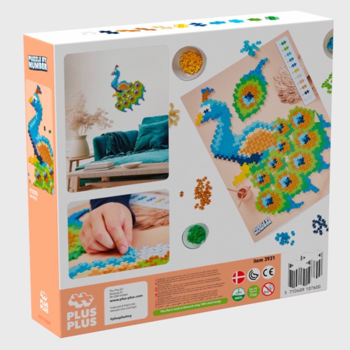 PLUS-PLUS Puzzle By Number Peacock 800pcs