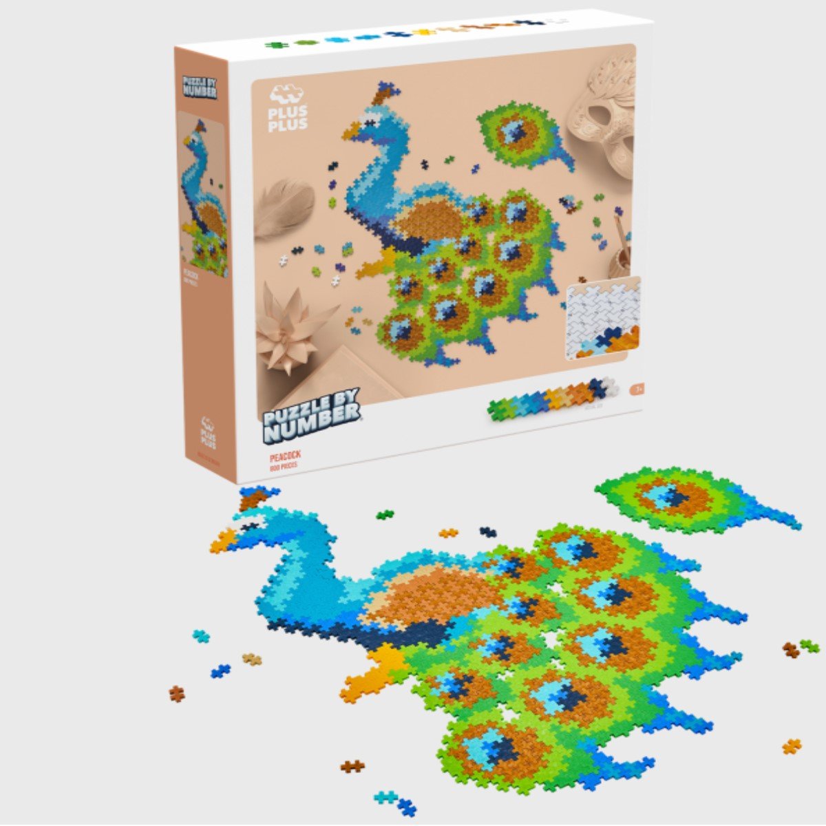PLUS-PLUS Puzzle By Number Peacock 800pcs