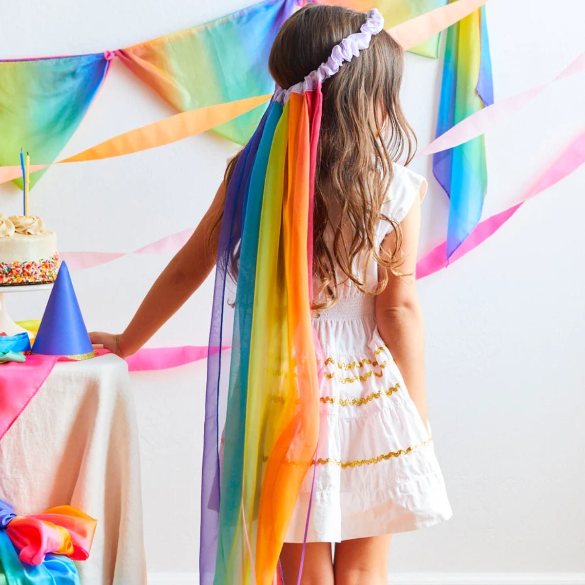 SARAH'S SILKS Veil - Rainbow/Lavender
