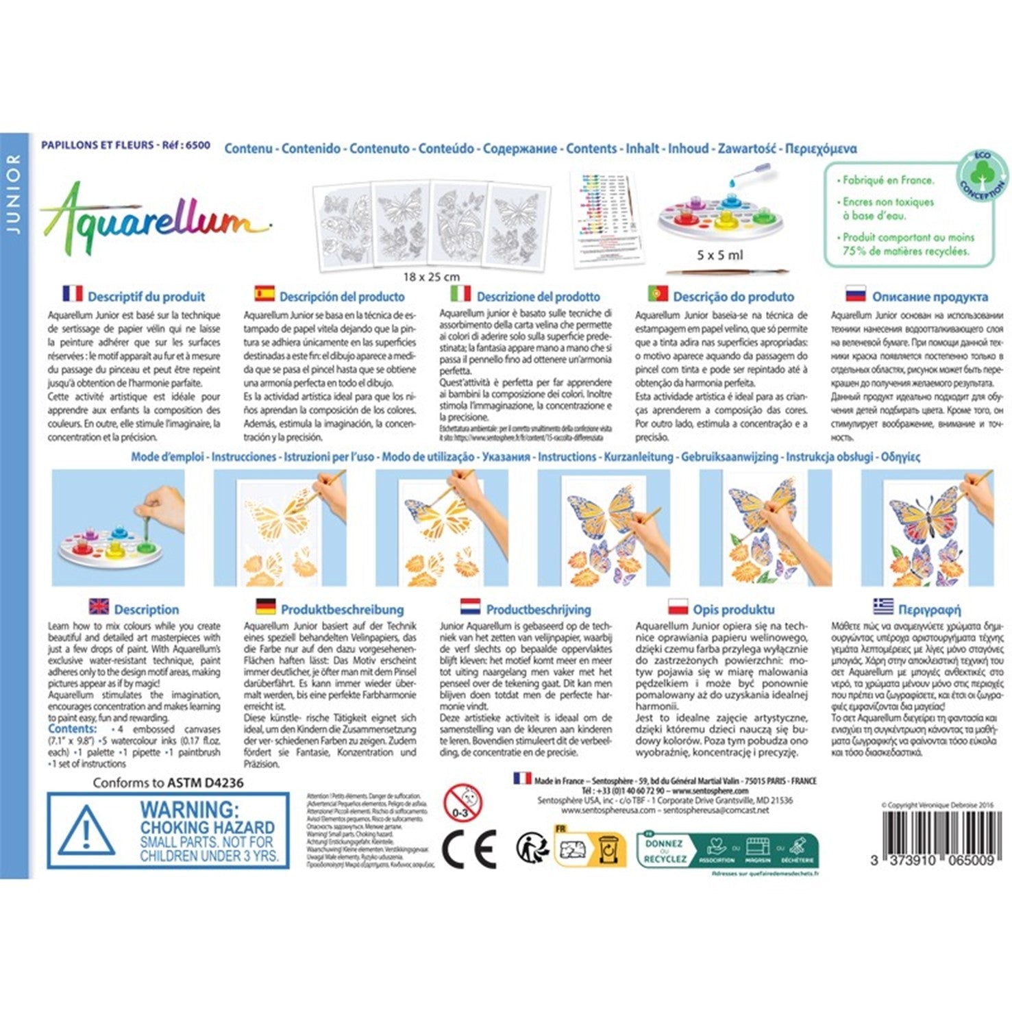 SENTOSPHERE AQUARELLUM JUNIOR "Papillons & Fleurs" - "Butterflies & Flowers"