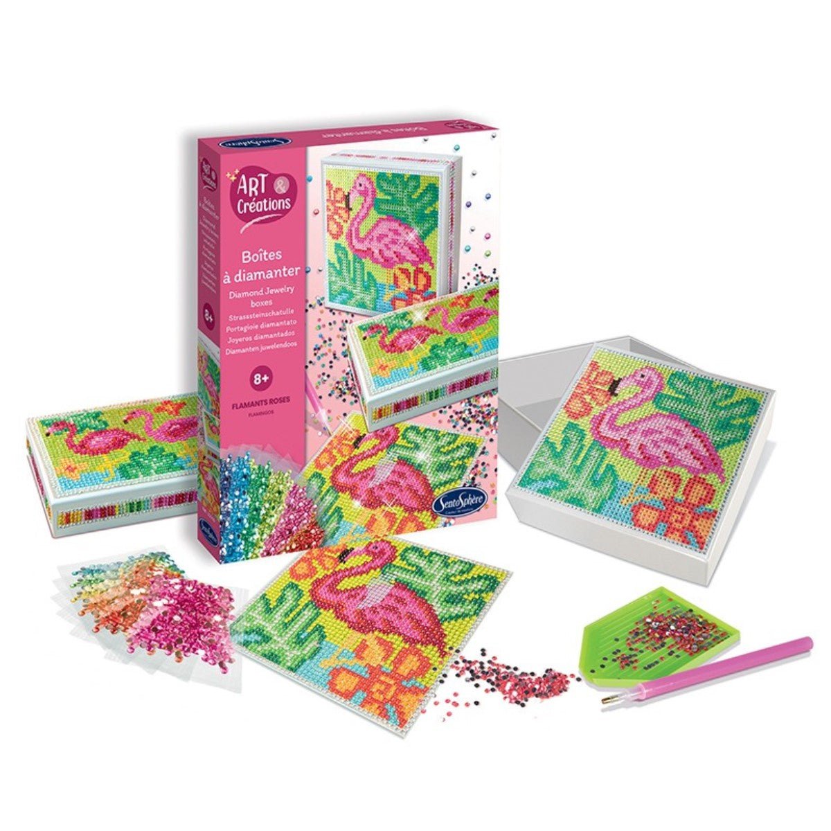SENTOSPHERE BOITES A BIJOUX - FLAMANTS ROSES
